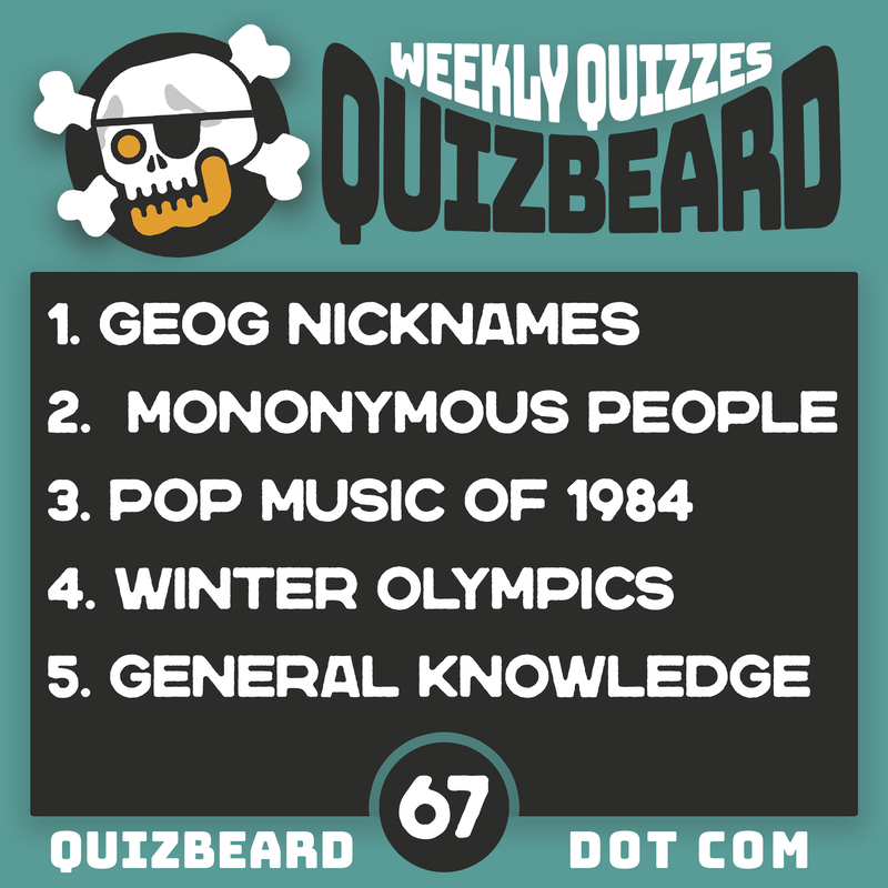 Quizbeard Weekly Trivia Quiz Podcast number 67